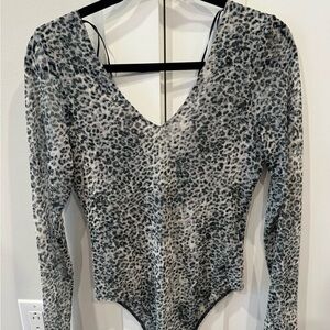 Socialite mesh animal print bodysuit, size M